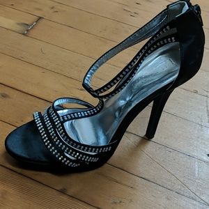 Black rhinestone heels